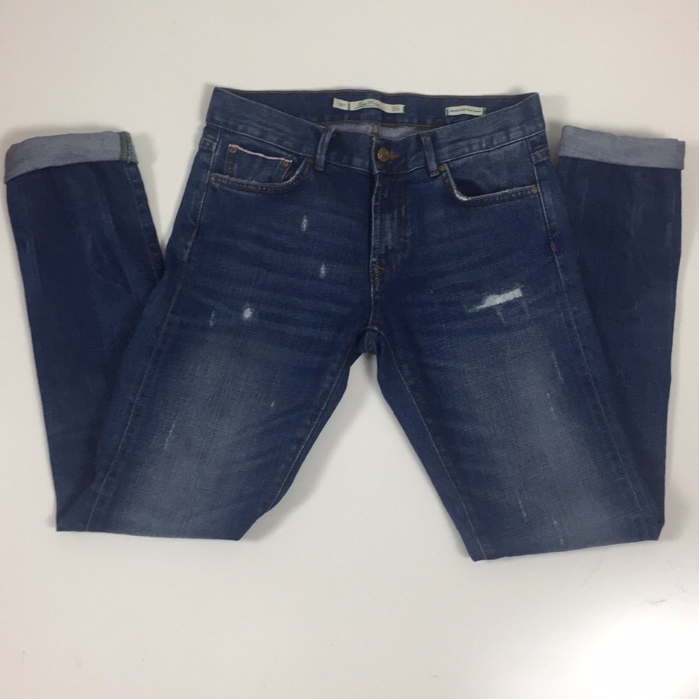 ZARA LEARA WOMEN DISTRESSED CUFFED JEANS SELVEDGE